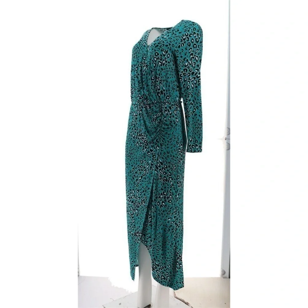 Colleen Lopez Long-Slv Surplice Maxi Dress Women's SZ S NWOT